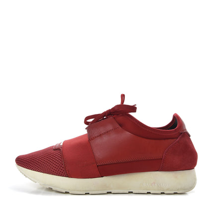 Balenciaga Calfskin Neoprene Mesh Suede Womens Race Runner Sneakers 41 Red 1 of 10