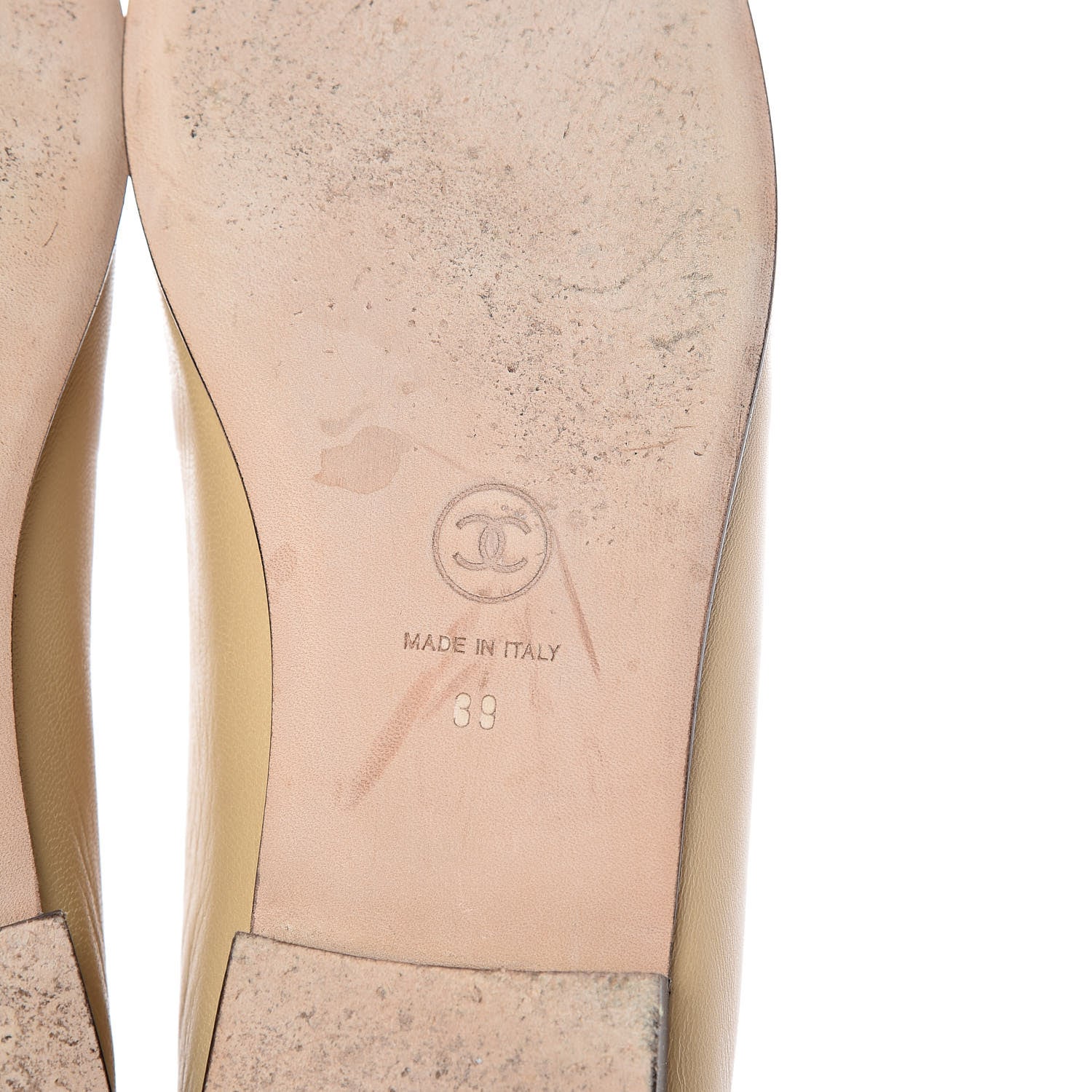 Chanel Lambskin Cap Toe CC Ballerina Flats 39 Beige Black 8 of 12