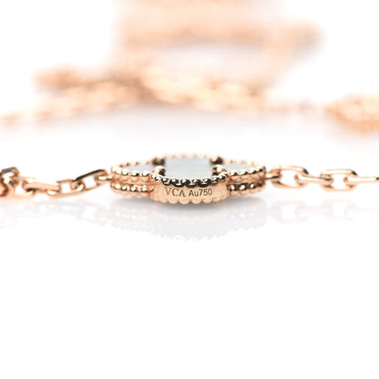 Van Cleef & Arpels 18K Rose Gold Diamond Gray Mother of Pearl 20 Motifs Vintage Alhambra Necklace 6 of 7