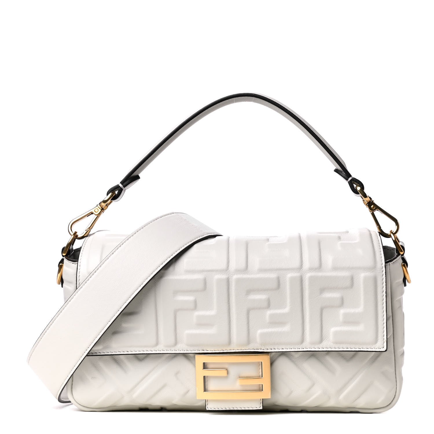 Fendi Nappa FF 1974 Embossed Baguette White 1 of 4