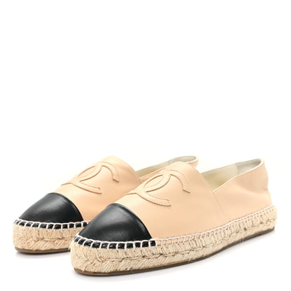 Chanel Lambskin CC Espadrilles 40 Beige Black 4 of 10