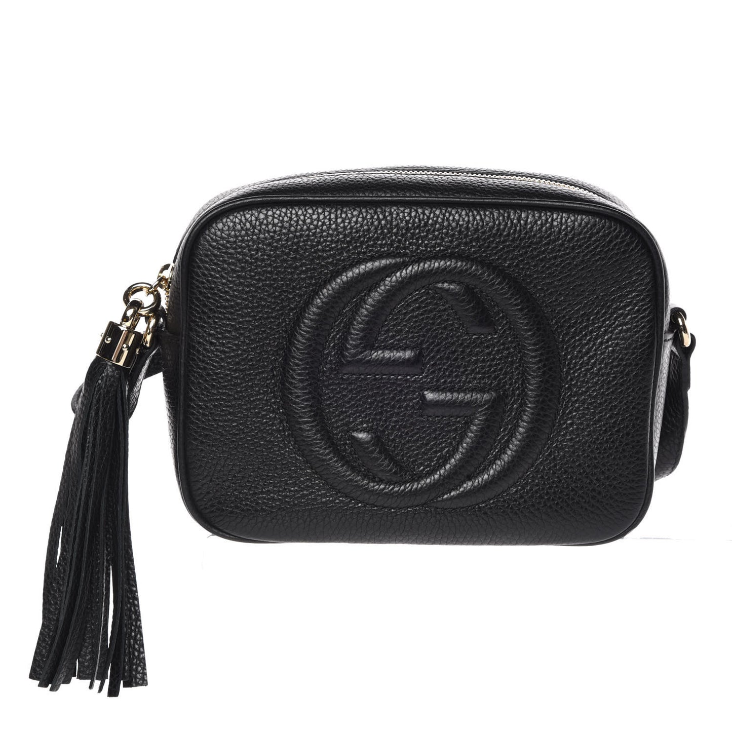 Pebbled Calfskin Small Soho Disco Bag Black
