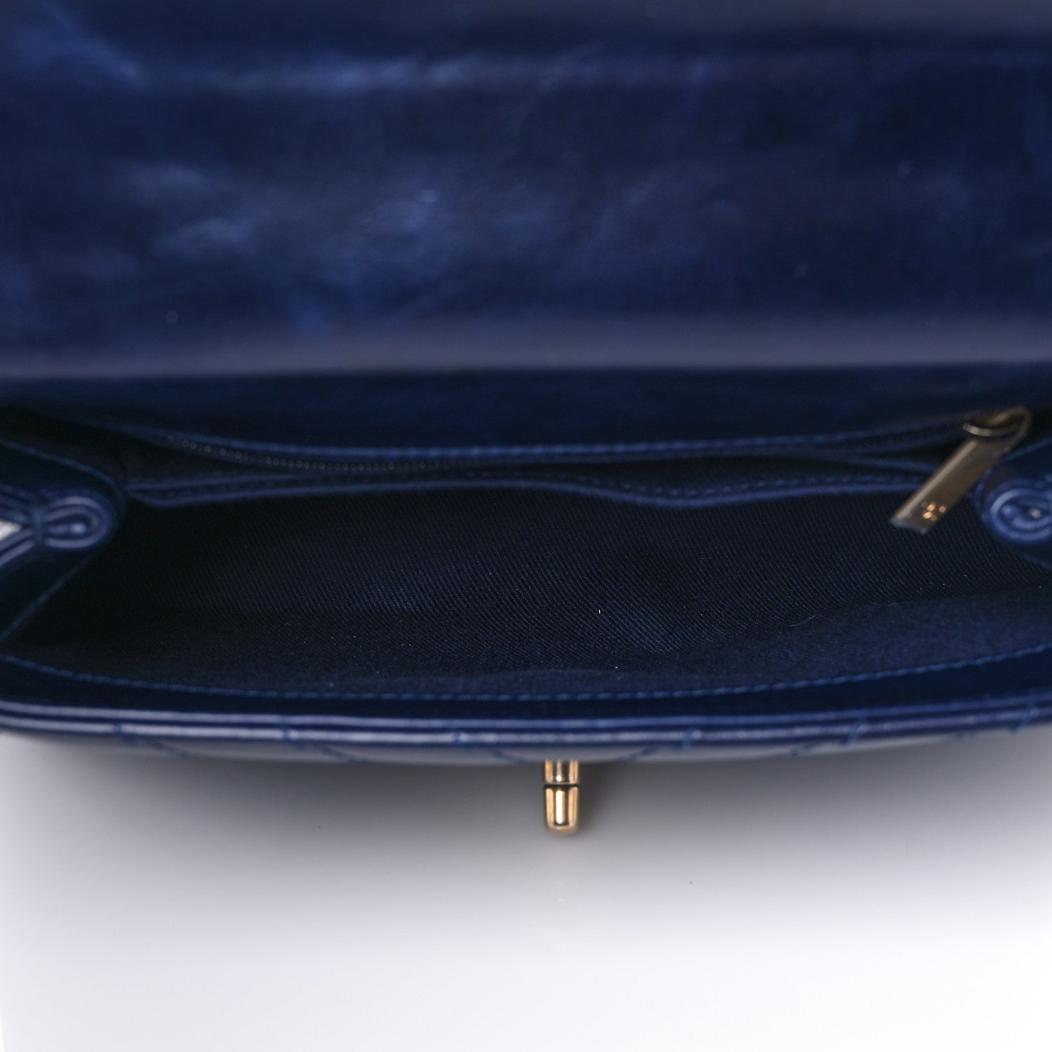 Chanel Aged Calfskin Chevron Quilted Small Coco Handle Flap Navy 4 of 9