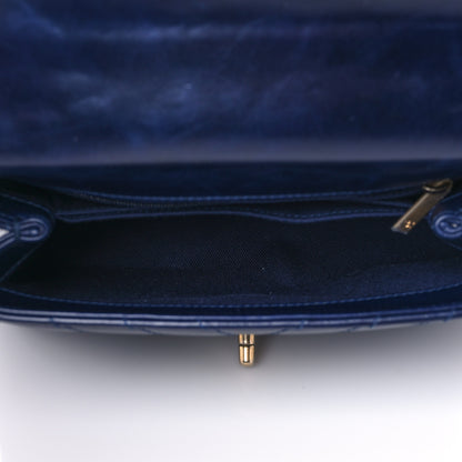 Chanel Aged Calfskin Chevron Quilted Small Coco Handle Flap Navy 4 of 9