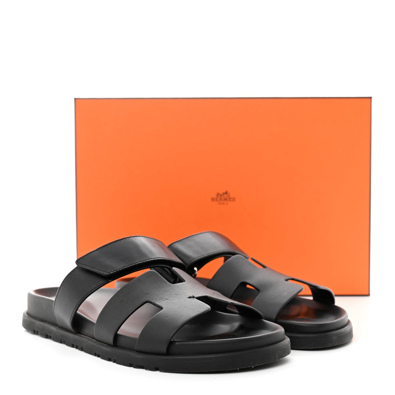 Hermes Calfskin Womens Chypre Sandals 38.5 Black 9 of 9