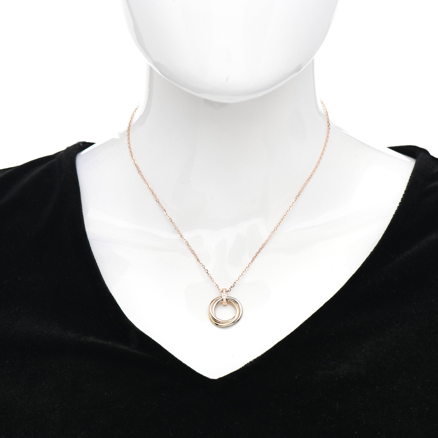 Cartier 18K Pink White Yellow Gold Diamond Trinity Pendant Necklace 2 of 4