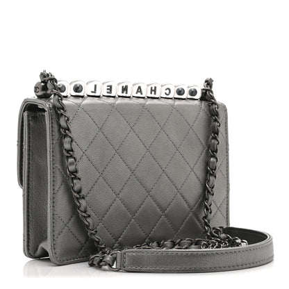 Chanel Metallic Goatskin Quilted Small Chic Pearls Flap Silver 3 of 10