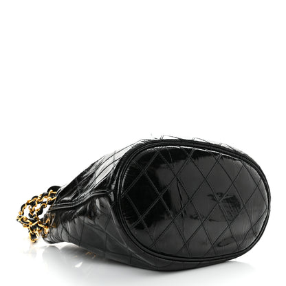 Chanel Patent Stitched Drawstring Shoulder Bag Black 5 of 15