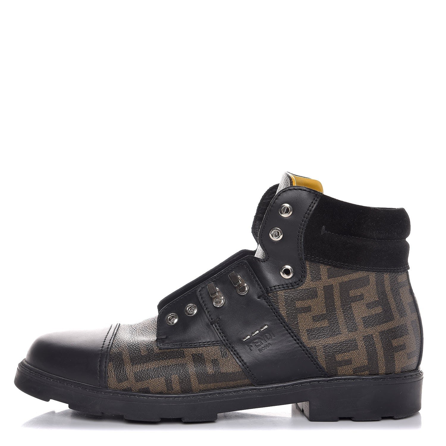Fendi Zucca Spalmati Hiker Boots 10 Brown Black 1 of 11