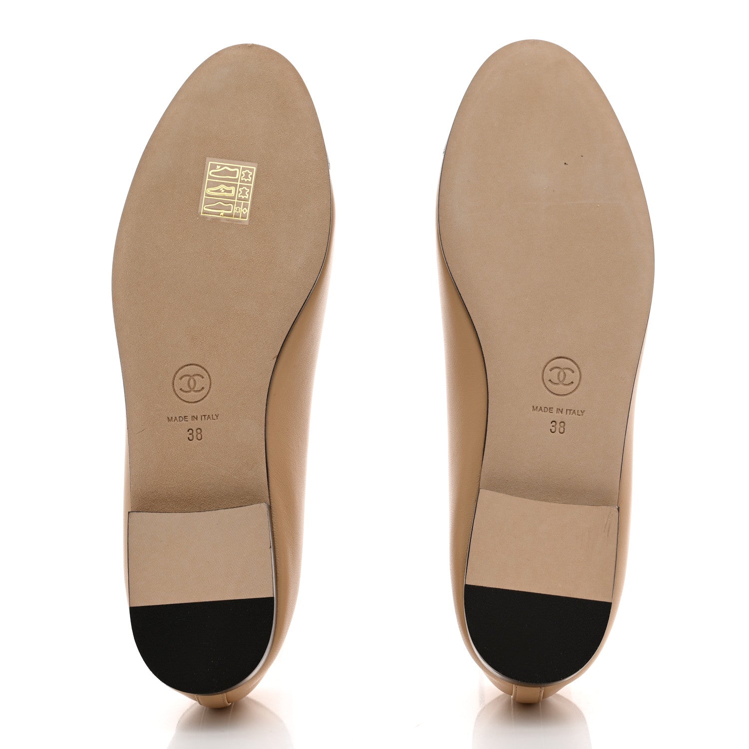 Chanel Lambskin Cap Toe CC Ballerina Flats 38 Beige Black 5 of 9