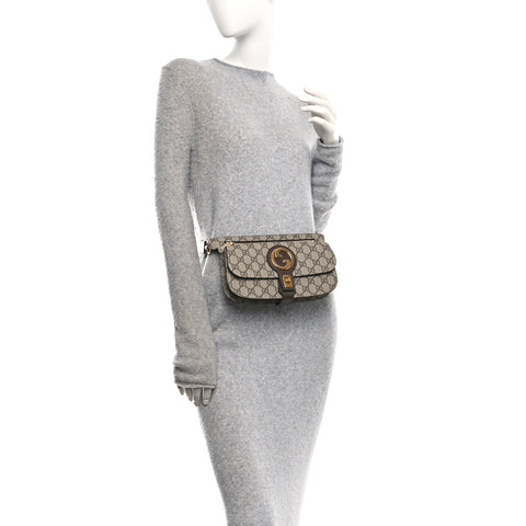 GG Supreme Monogram Textured Dollar Calfskin Blondie Belt Bag Beige Ebony New Acero Beige Ebony New Acero