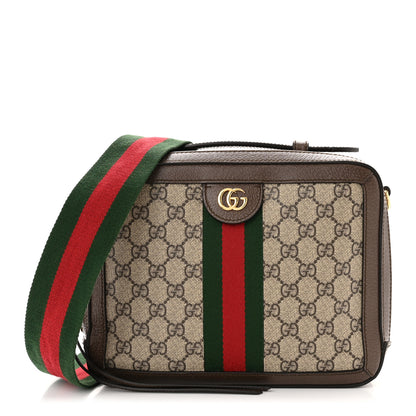 Gucci GG Supreme Monogram Web Small Ophidia Top Handle Shoulder Bag Brown 1 of 12