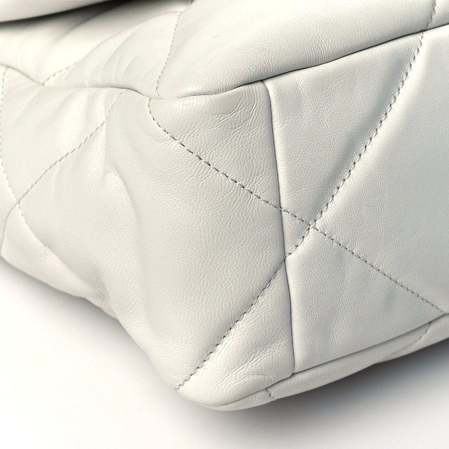 Goatskin Quilted Large Chanel 19 Flap White