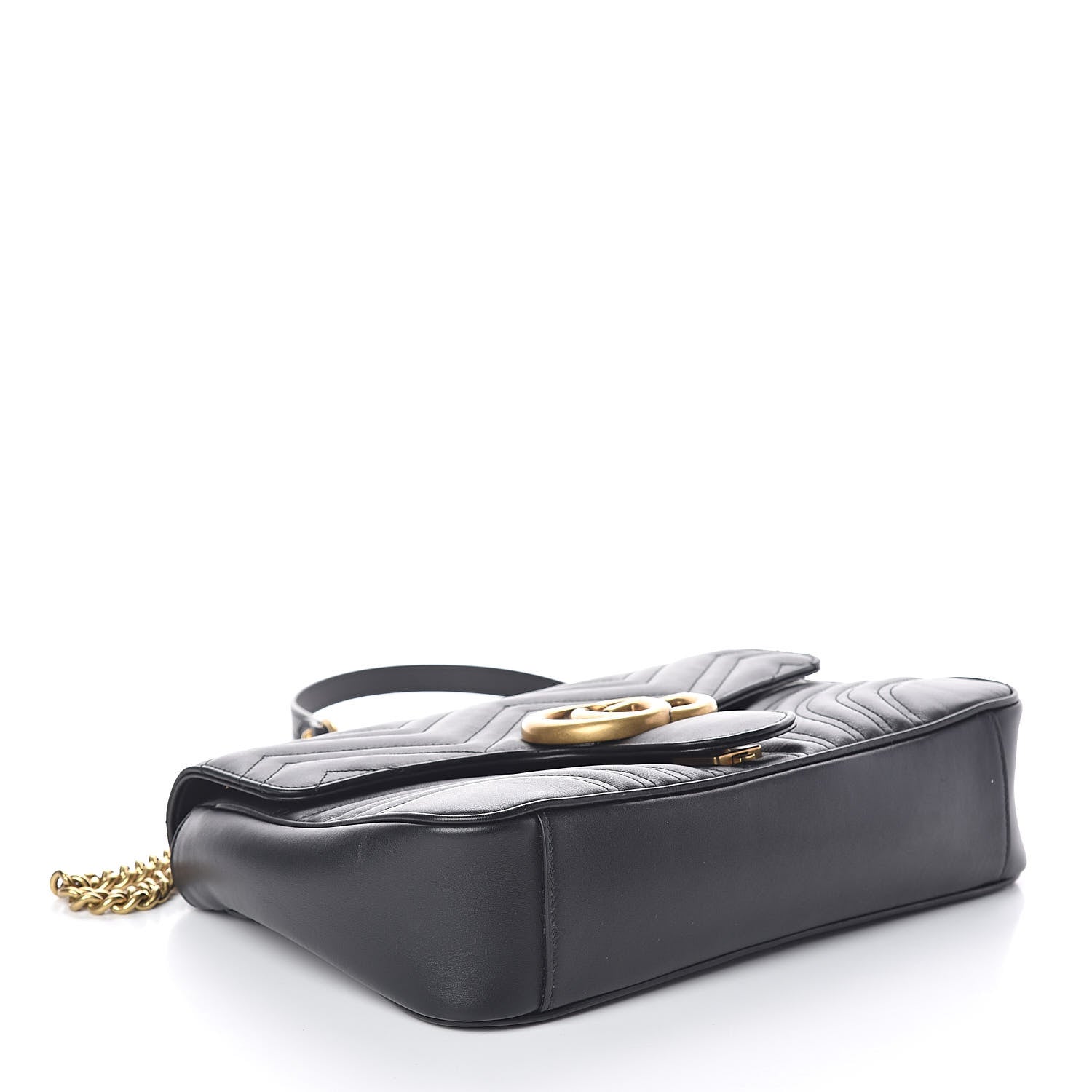 Gucci Calfskin Matelasse Medium GG Marmont Shoulder Bag Black 4 of 9