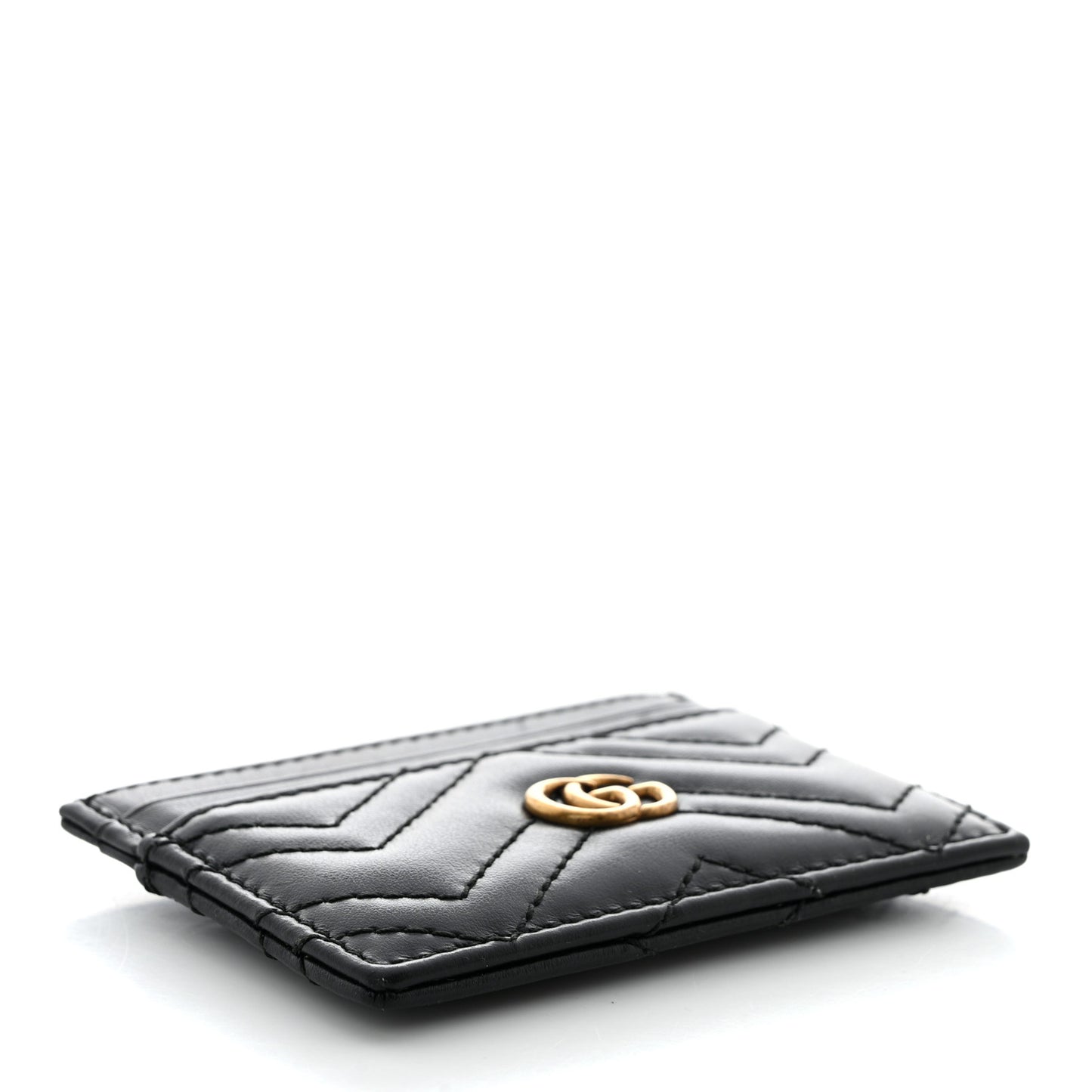 Calfskin Matelasse GG Marmont Card Holder Black