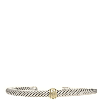 David Yurman Sterling Silver 14K Yellow Gold 5mm Cable Classics Single Station Bracelet 1 of 3