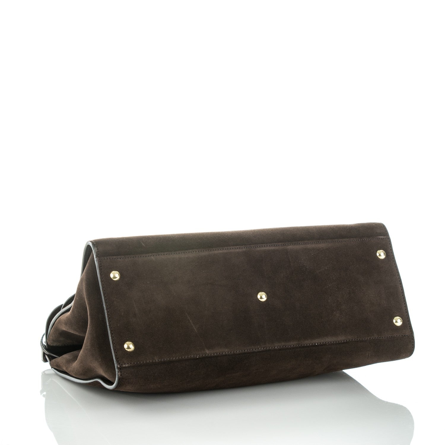 Gucci Calfskin Suede Top Handle Satchel Dark Brown 4 of 8