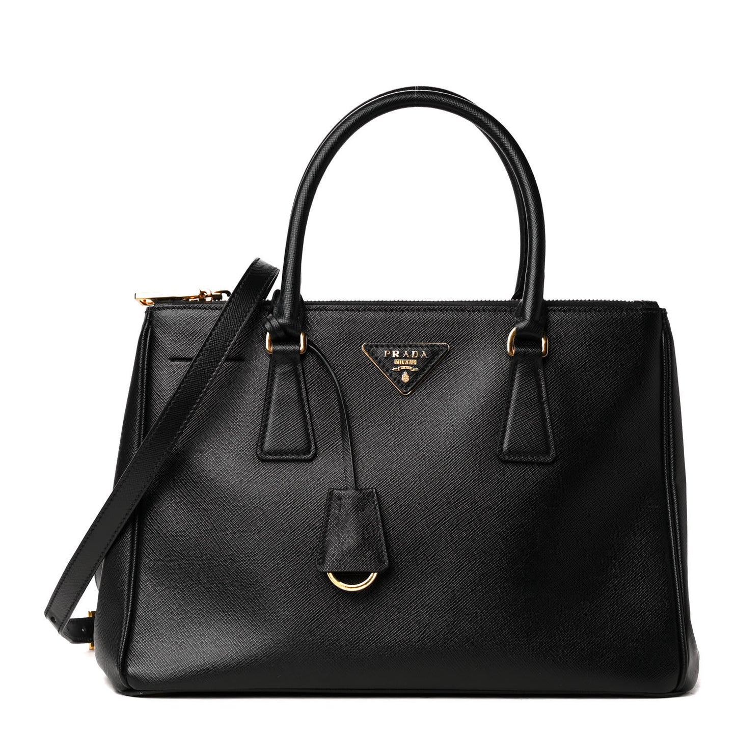 Saffiano Small Galleria Double Zip Tote Black