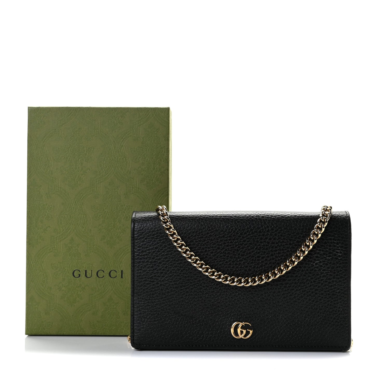 Calfskin Mini GG Marmont Chain Wallet Black
