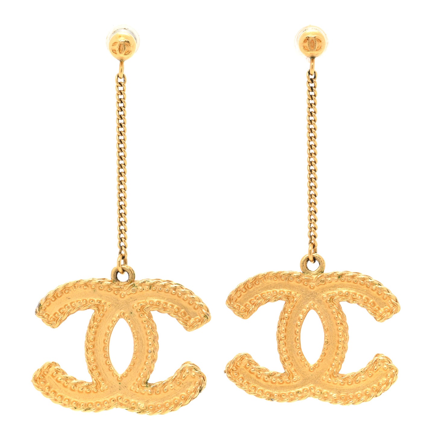 CC Drop Earrings Matte Gold