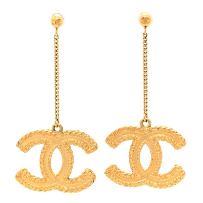 Chanel CC Drop Earrings Matte Gold 1 of 6