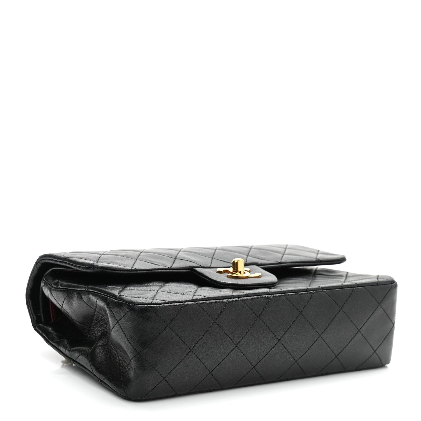 Lambskin Quilted Small Double Flap Black