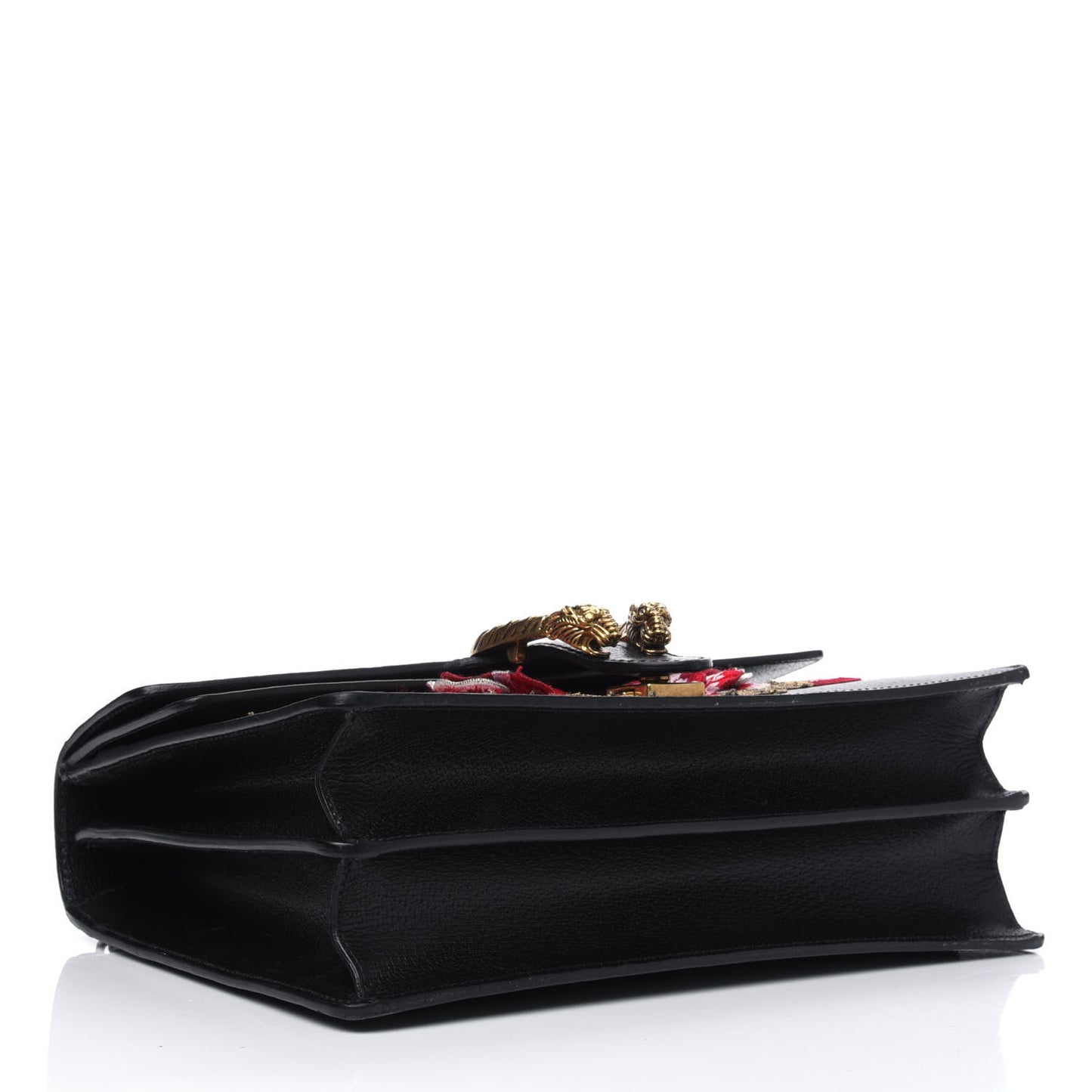 Calfskin Web Floral Embroidered Medium Dionysus Shoulder Bag Black
