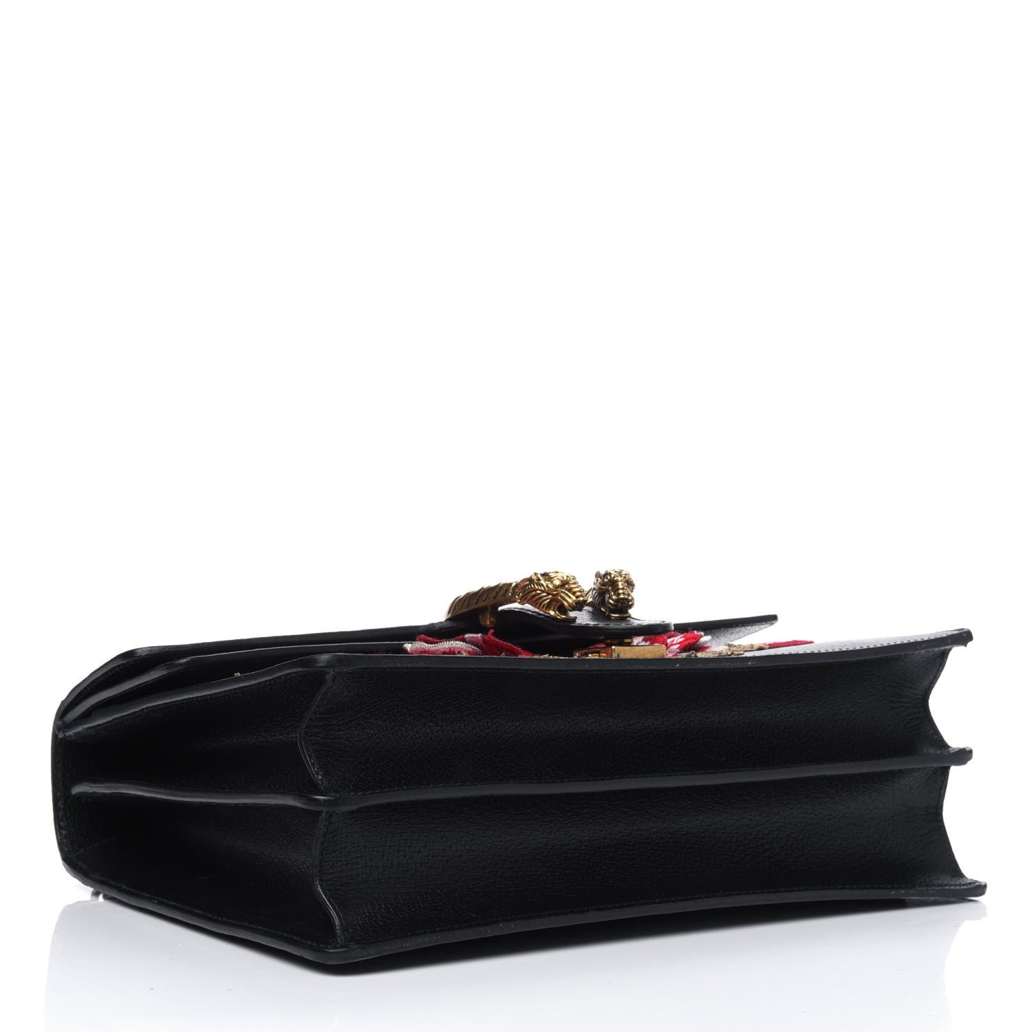 Gucci Calfskin Web Floral Embroidered Medium Dionysus Shoulder Bag Black 3 of 7