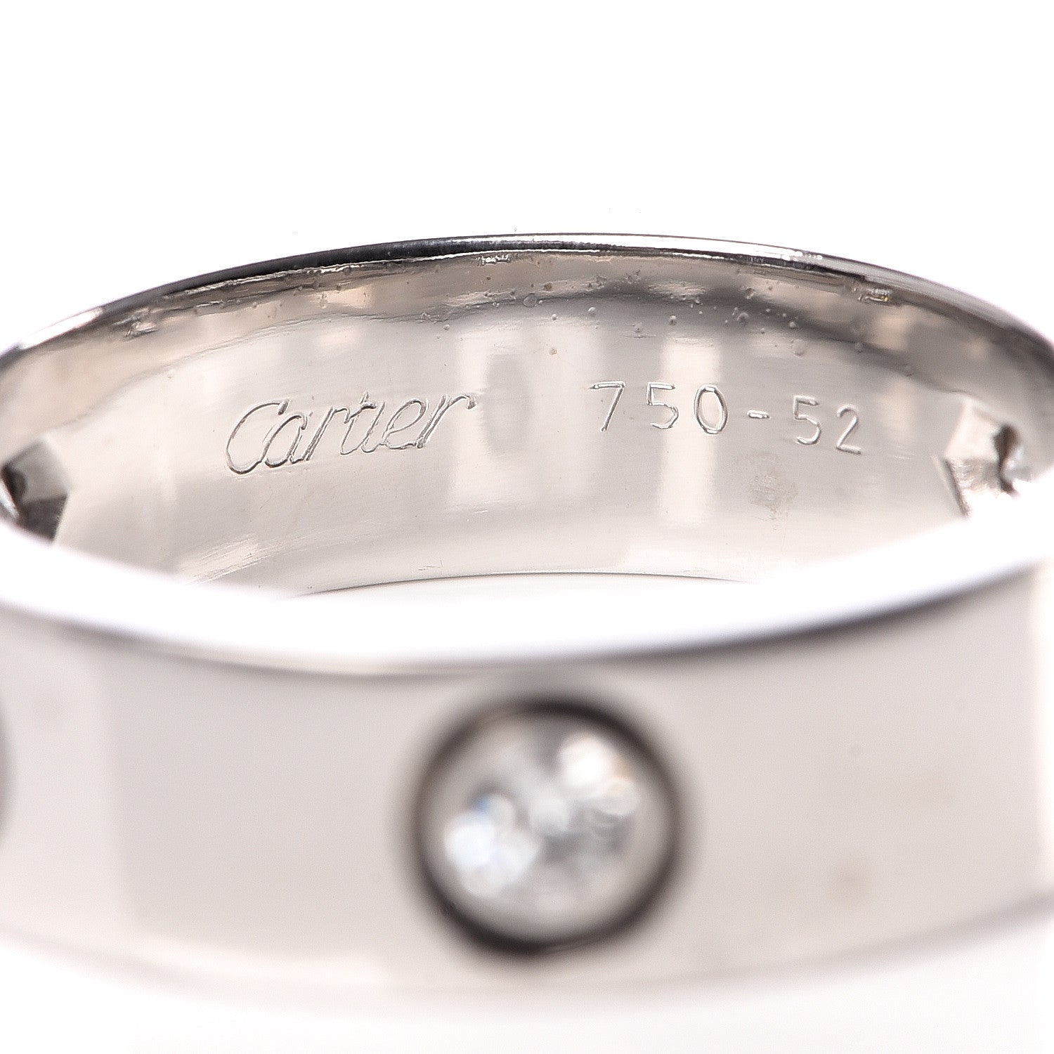 Cartier 18K White Gold 3 Diamond 5.5mm LOVE Ring 52 6 4 of 6