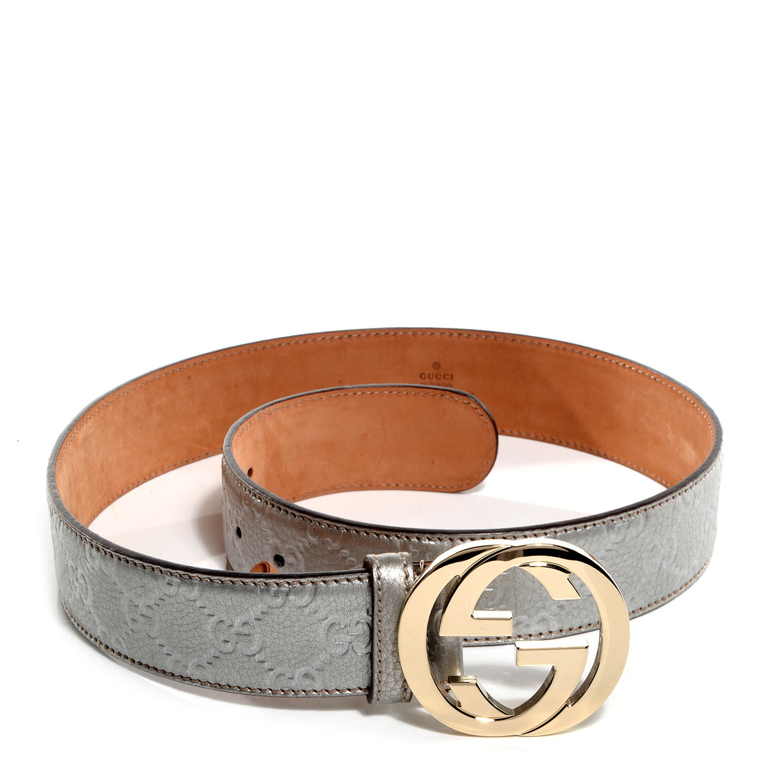 Gucci Guccissima GG Belt 80 32 Silver 1 of 5