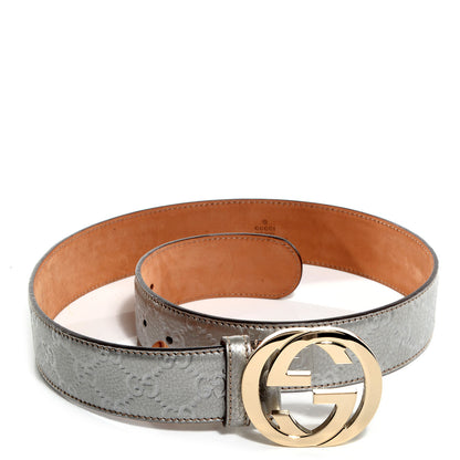 Gucci Guccissima GG Belt 80 32 Silver 1 of 5