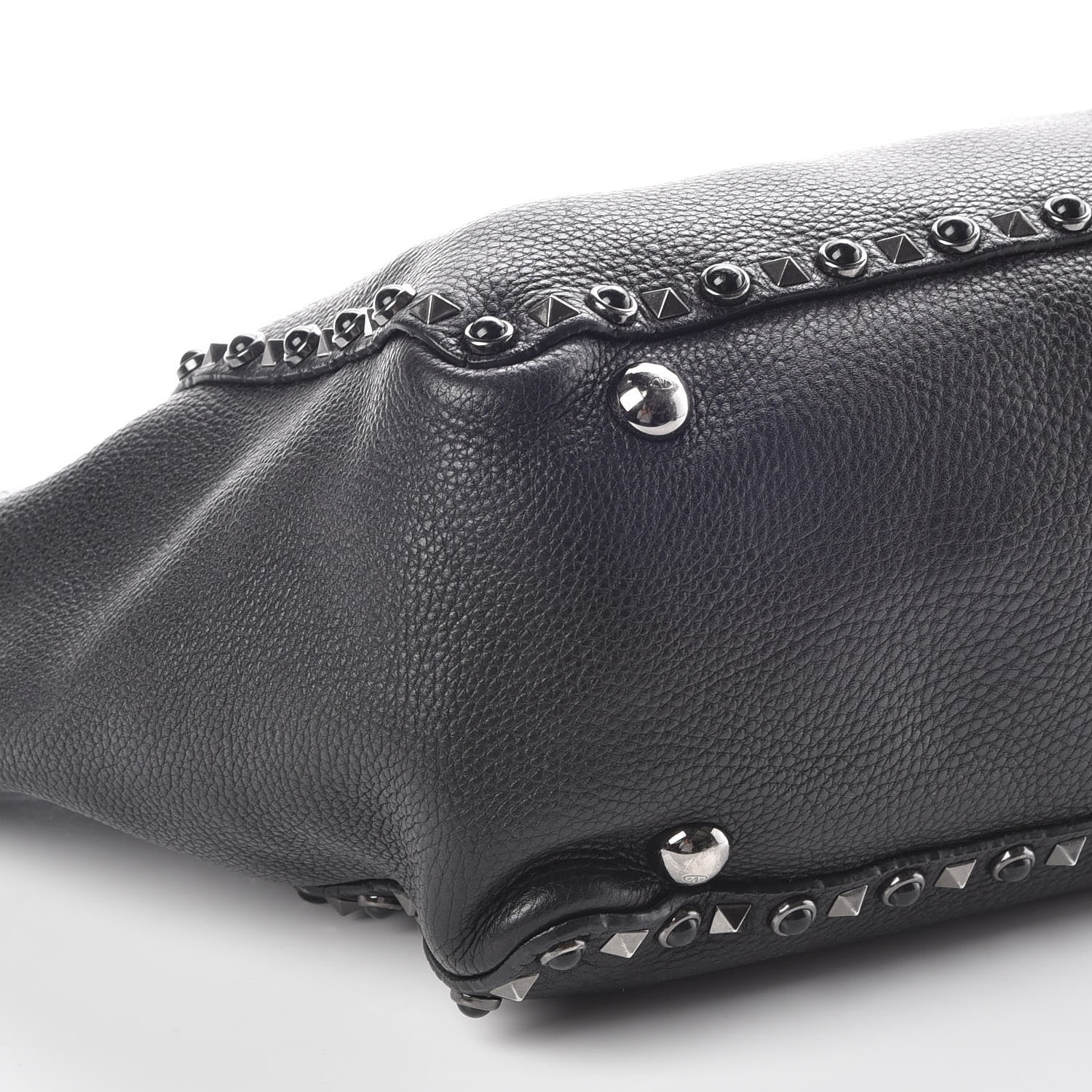 Valentino Garavani Grained Calfskin Onyx Medium Rockstud Rolling Tote Black 6 of 8