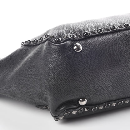 Valentino Garavani Grained Calfskin Onyx Medium Rockstud Rolling Tote Black 6 of 8