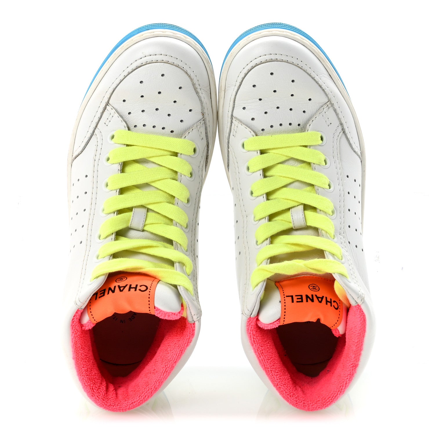 Chanel Calfskin Womens Logo High Top Sneakers 36 White Multicolor 2 of 9