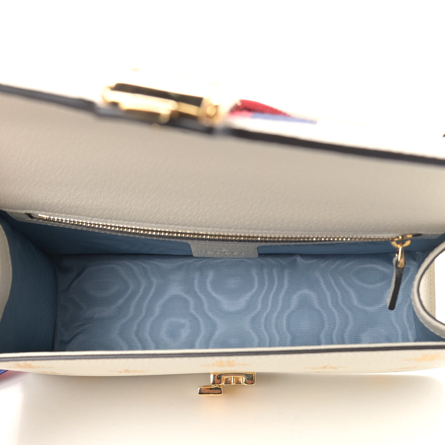 Textured Calfskin Bee Star Print Small Sylvie Shoulder Bag Mystic White