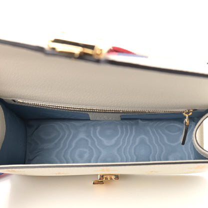 Gucci Textured Calfskin Bee Star Print Small Sylvie Shoulder Bag Mystic White 4 of 4