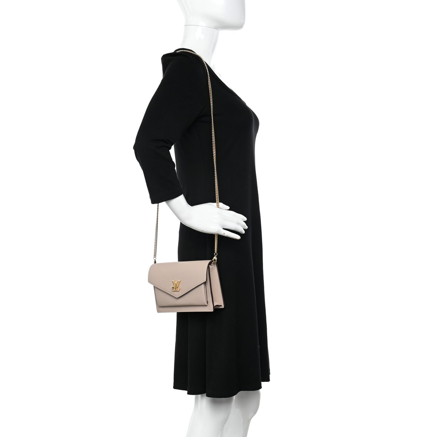 Soft Calfskin My Lockme Chain Pochette Greige