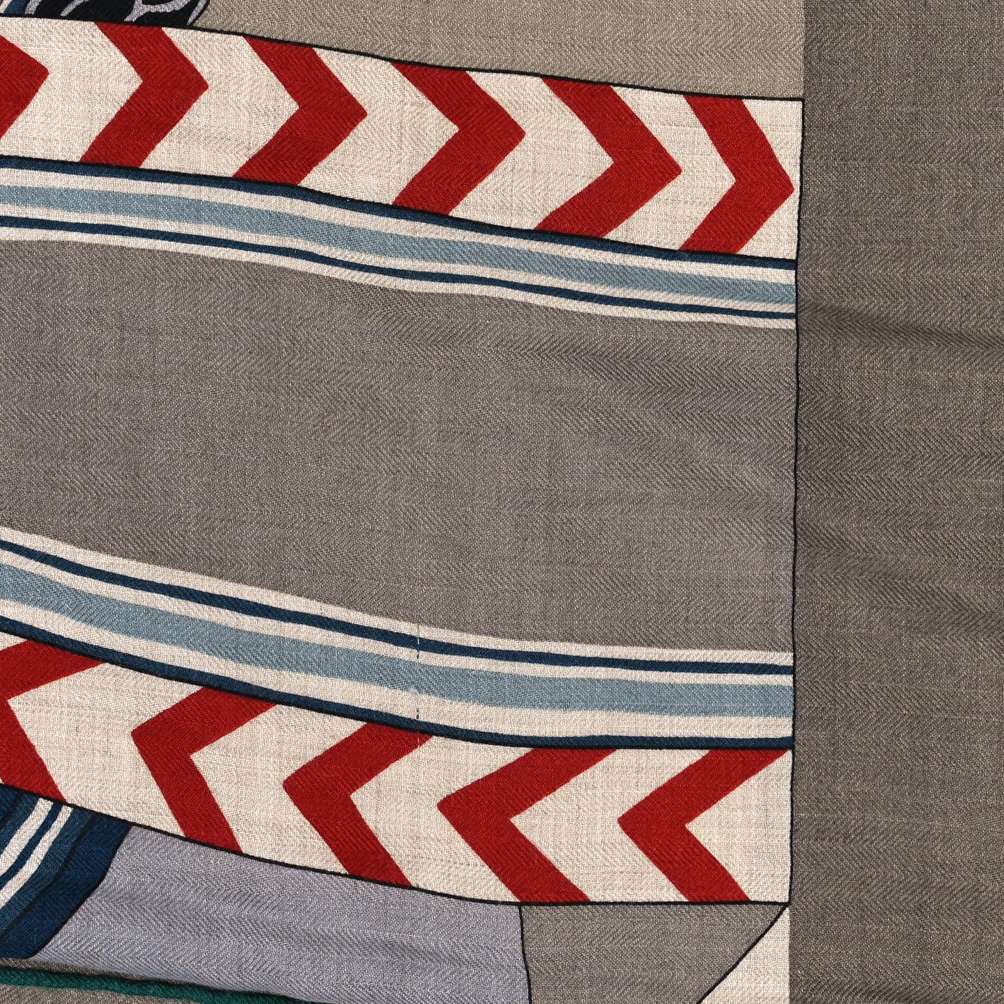 Cashmere Silk La Selle Imaginaire Shawl 140 Gris Cendre Naturel Bleu