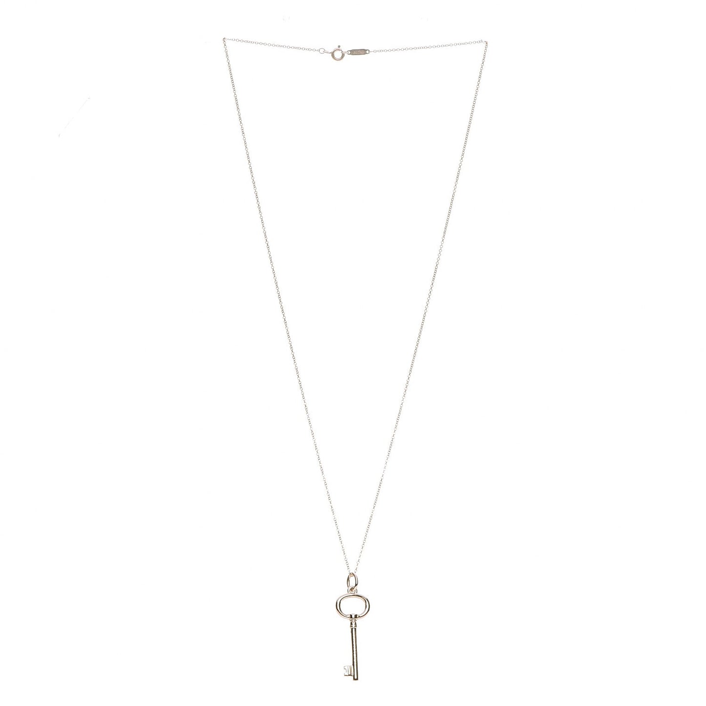 18K Rose Gold Small Oval Key Pendant Necklace