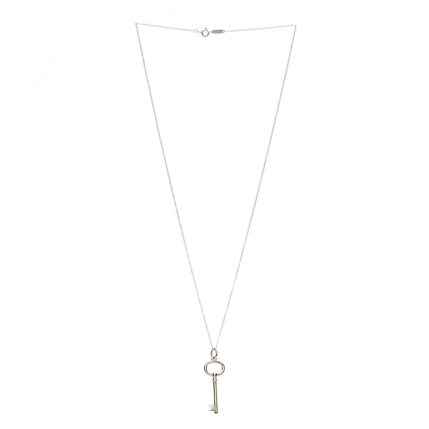 Tiffany 18K Rose Gold Small Oval Key Pendant Necklace 3 of 7