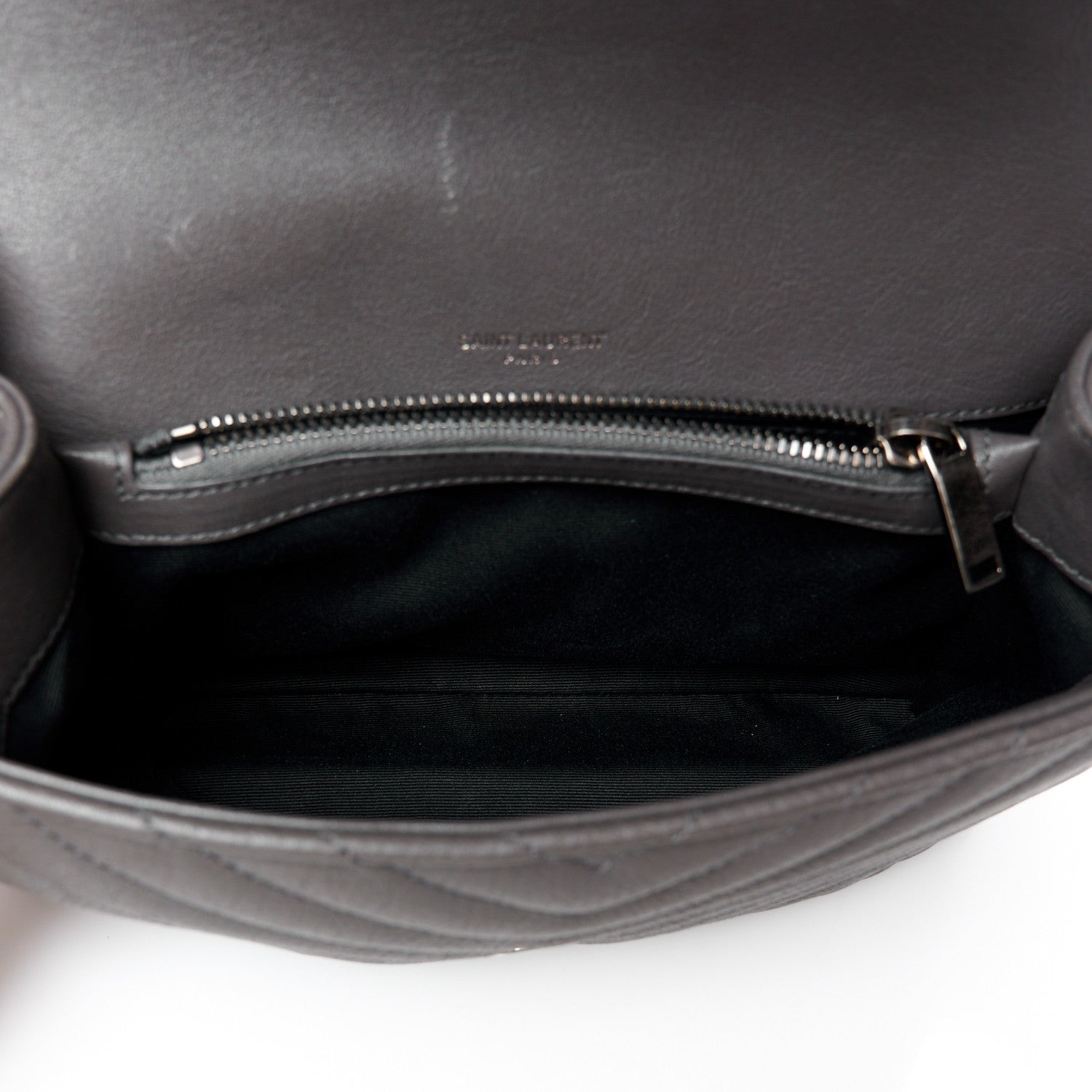 Saint Laurent Sheepskin Matelasse Chevron Monogram Medium College Bag Asphalt 5 of 11