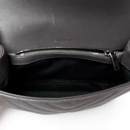 Saint Laurent Sheepskin Matelasse Chevron Monogram Medium College Bag Asphalt 5 of 11