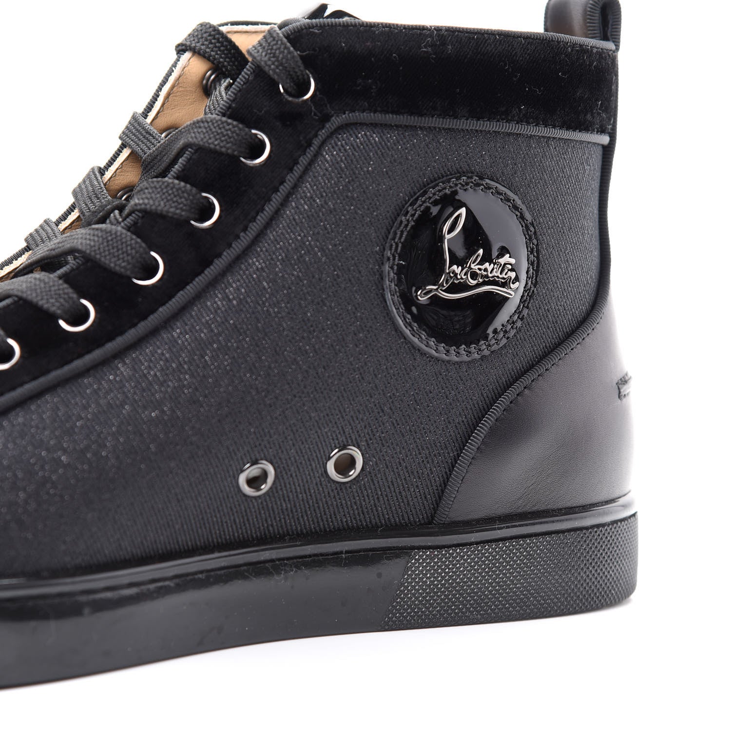 Christian Louboutin Calfskin Velvet Strass Mens Louis Spikes Flat Sneakers 41 Black 11 of 11