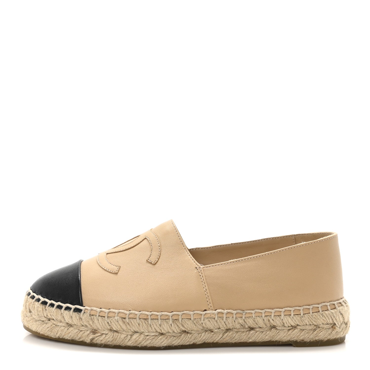 Chanel Lambskin CC Espadrilles 36 Beige Black 1 of 11