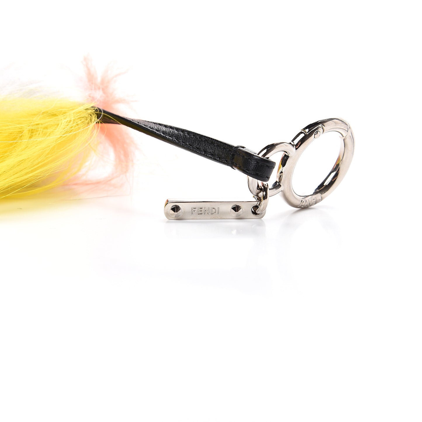 Fox Mink Goat Fur Mini Karlito Bag Charm White Black Flamingo