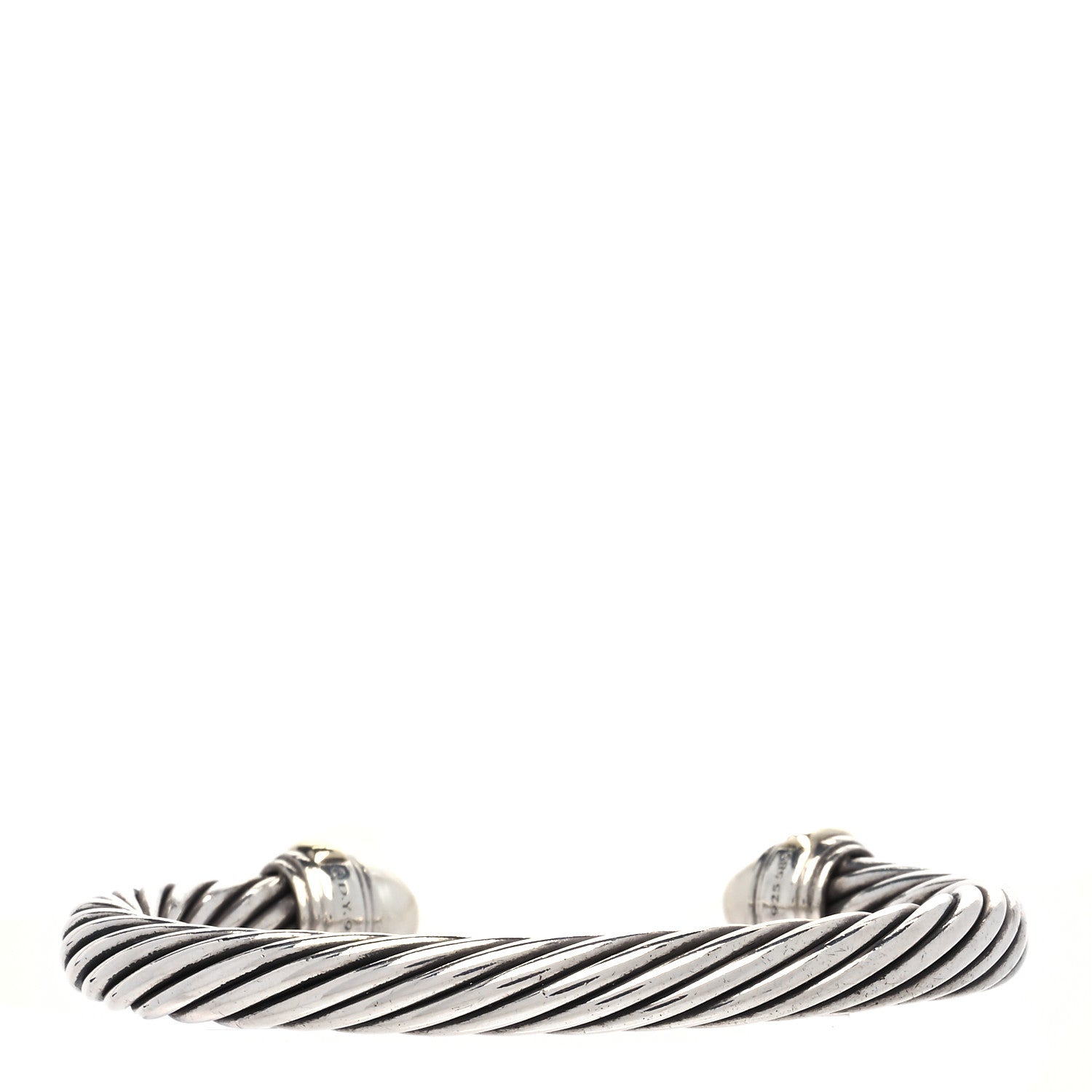 David Yurman Sterling Silver 14K Yellow Gold Pearl 7mm Cable Classics Bracelet 3 of 4