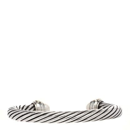 David Yurman Sterling Silver 14K Yellow Gold Pearl 7mm Cable Classics Bracelet 3 of 4