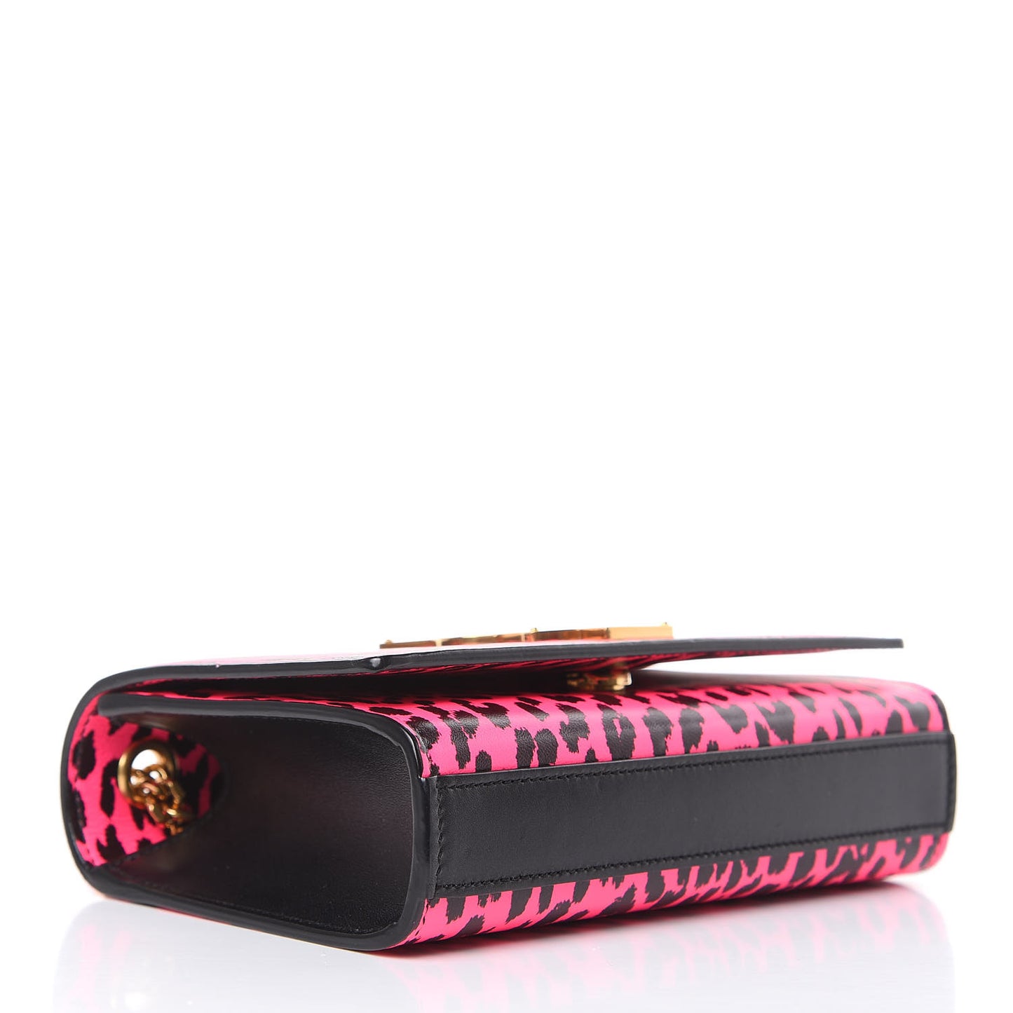 Calfskin Leopard Small Monogram Kate Satchel Pink Black