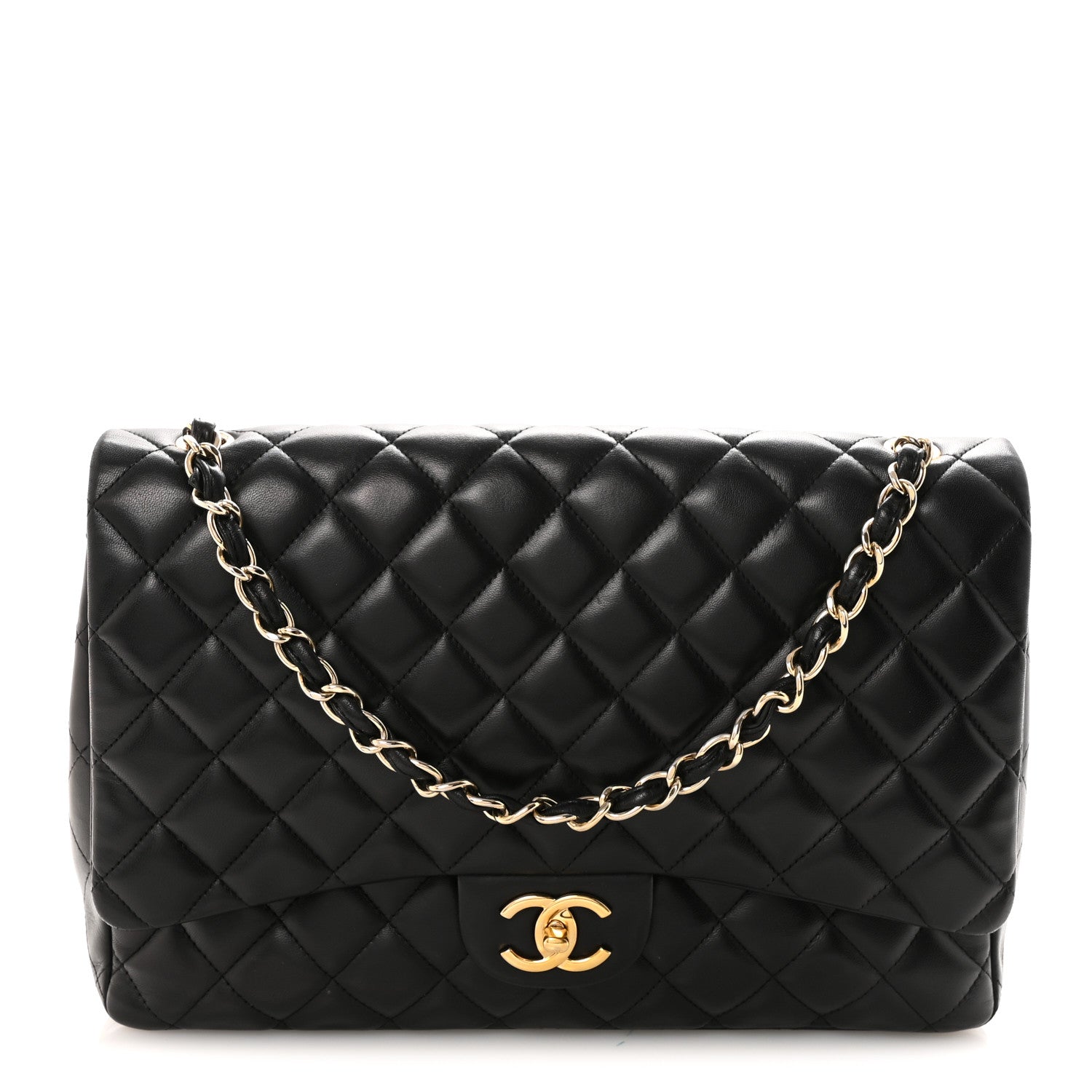 Chanel Lambskin Quilted Maxi Double Flap Black 1881084 – FASHIONPHILE