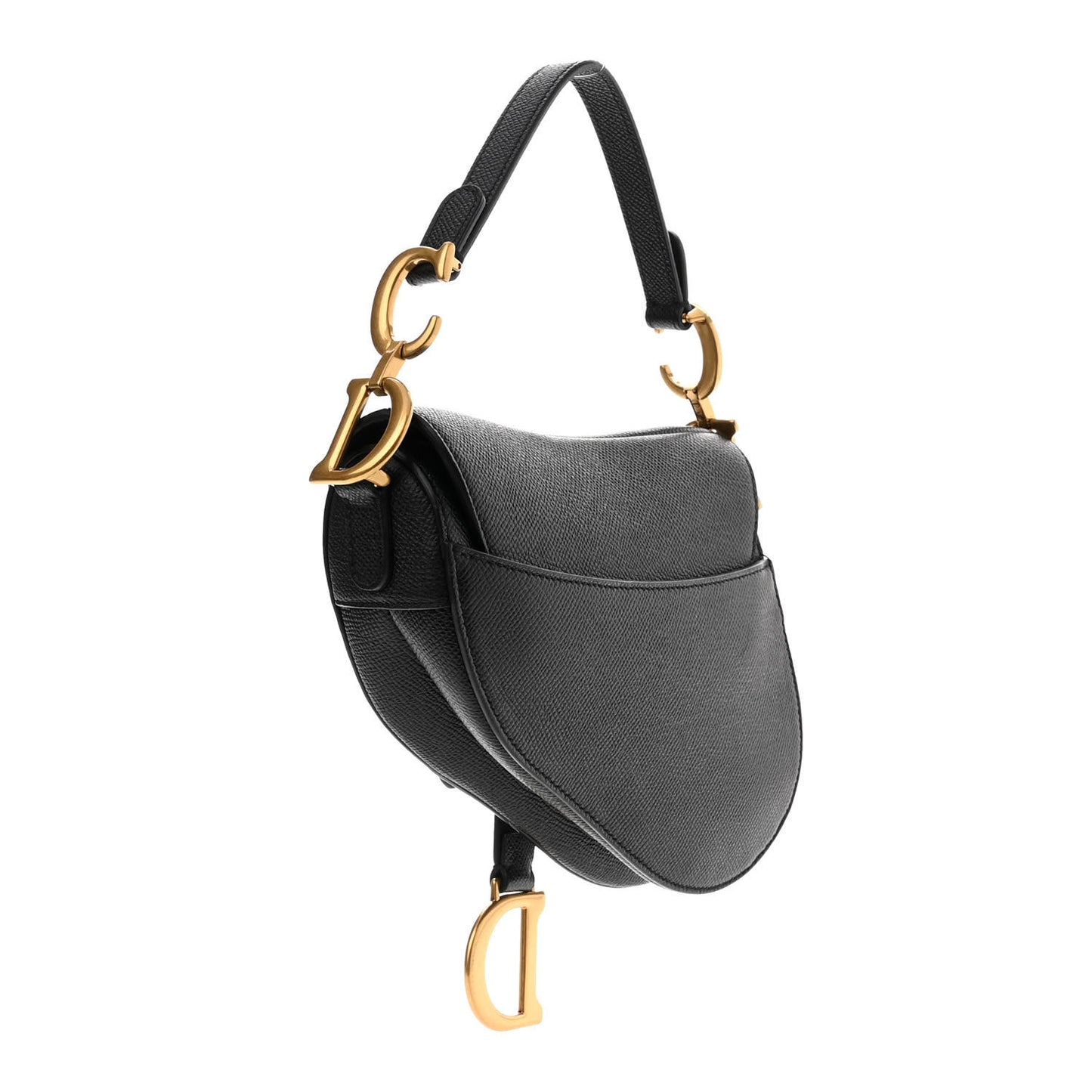 Grained Calfskin Mini Saddle Bag Black